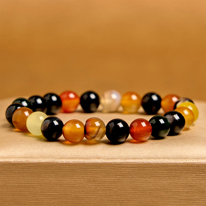 Buddha Stones Natürliches buntes Chalcedon-Achat-Harmonie-Armband