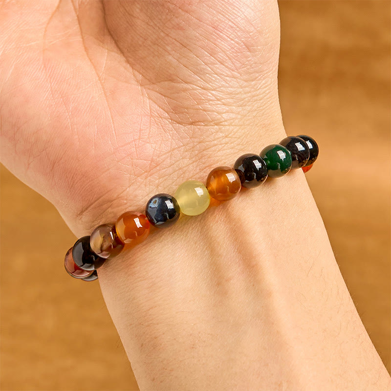 Buddha Stones Natürliches buntes Chalcedon-Achat-Harmonie-Armband