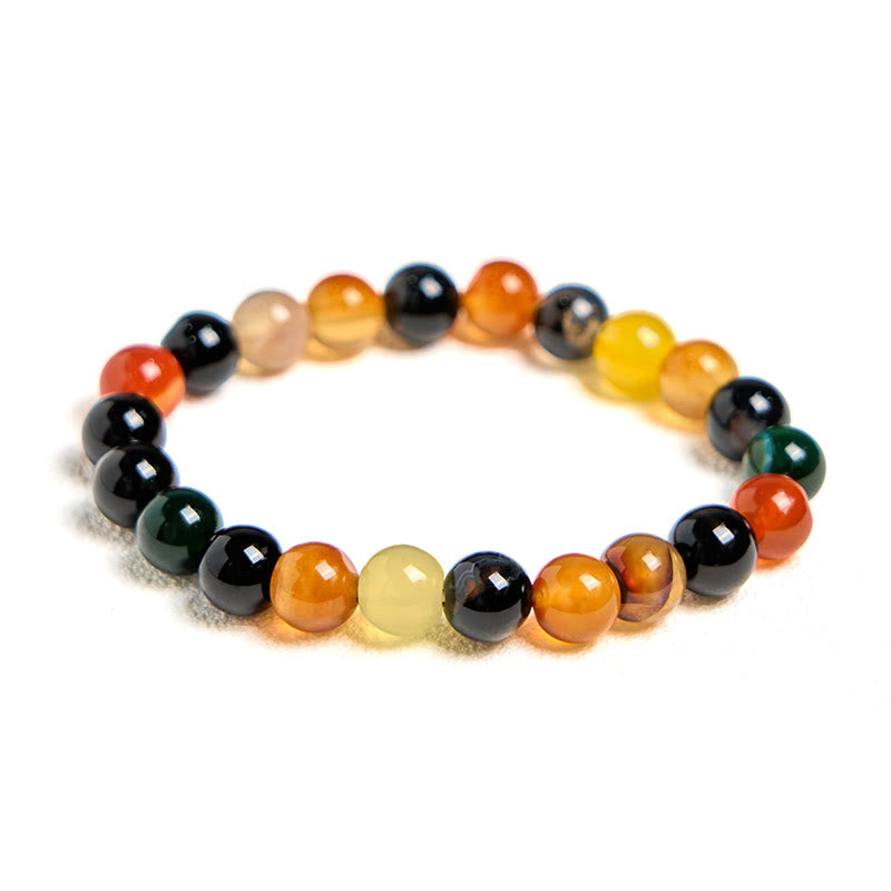 Buddha Stones Natürliches buntes Chalcedon-Achat-Harmonie-Armband