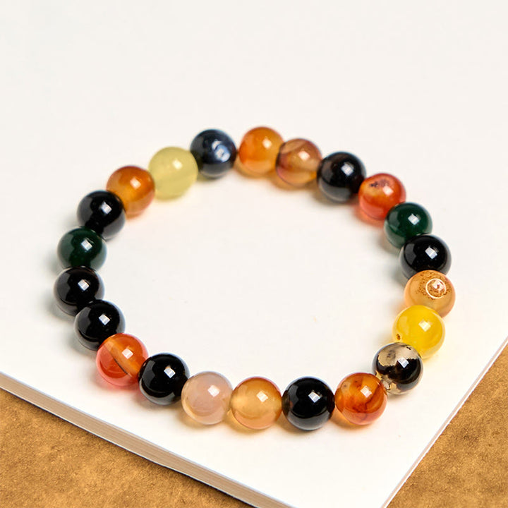Buddha Stones Natürliches buntes Chalcedon-Achat-Harmonie-Armband