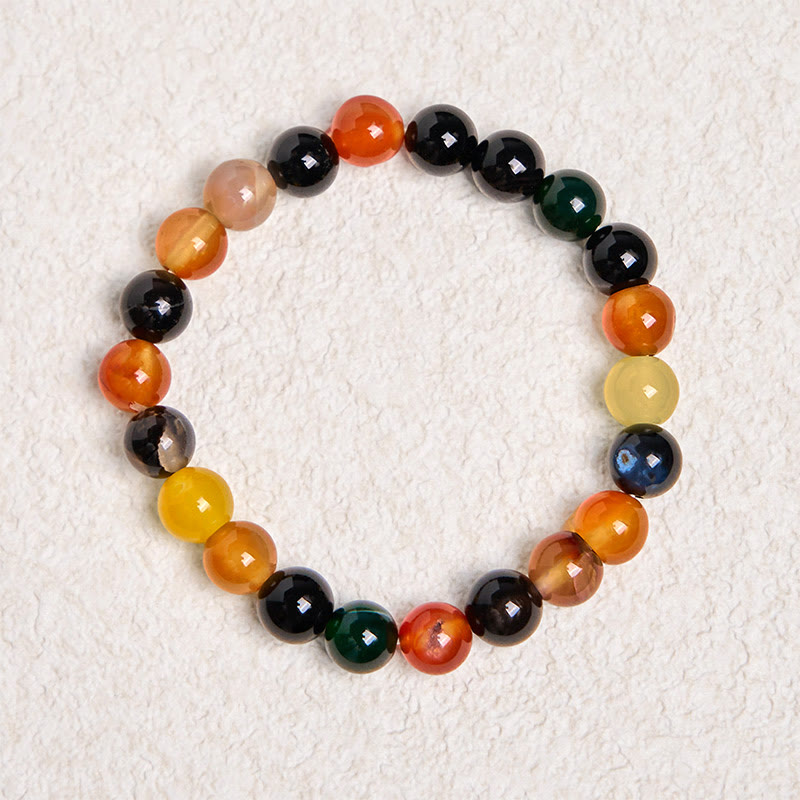 Buddha Stones Natürliches buntes Chalcedon-Achat-Harmonie-Armband