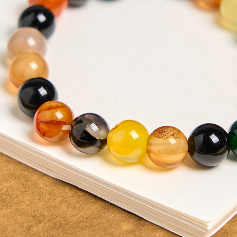 Buddha Stones Natürliches buntes Chalcedon-Achat-Harmonie-Armband