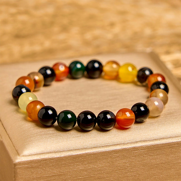 Buddha Stones Natürliches buntes Chalcedon-Achat-Harmonie-Armband