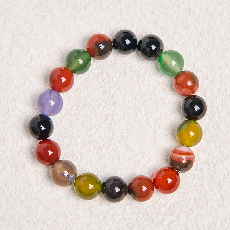 Buddha Stones Natürliches buntes Chalcedon-Achat-Harmonie-Armband