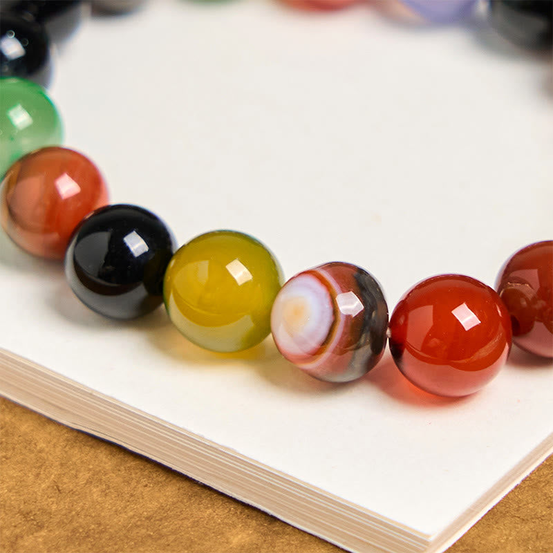 Buddha Stones Natürliches buntes Chalcedon-Achat-Harmonie-Armband