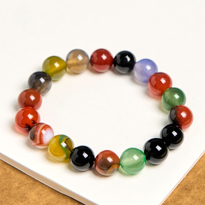 Buddha Stones Natürliches buntes Chalcedon-Achat-Harmonie-Armband