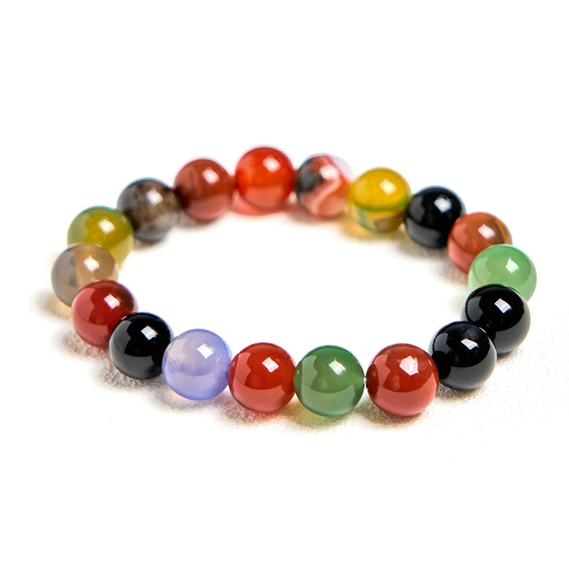 Buddha Stones Natürliches buntes Chalcedon-Achat-Harmonie-Armband