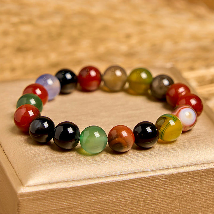 Buddha Stones Natürliches buntes Chalcedon-Achat-Harmonie-Armband