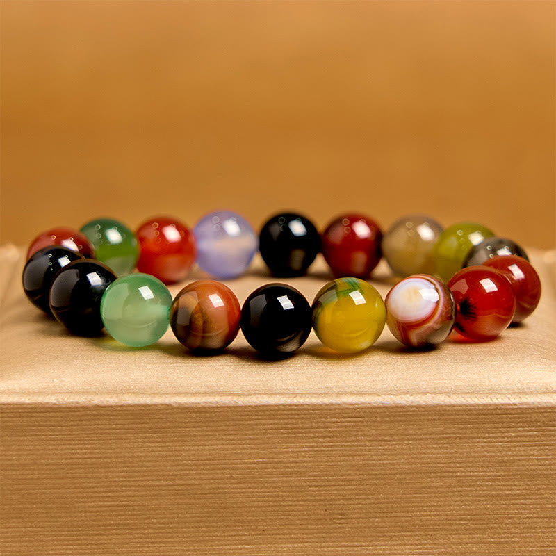 Buddha Stones Natürliches buntes Chalcedon-Achat-Harmonie-Armband