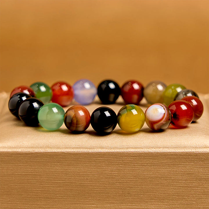 Buddha Stones Natürliches buntes Chalcedon-Achat-Harmonie-Armband