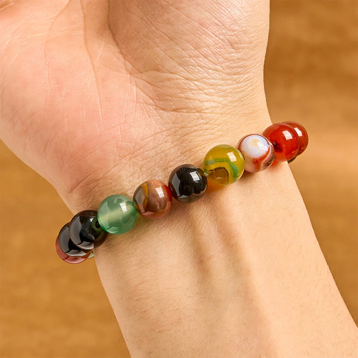 Buddha Stones Natürliches buntes Chalcedon-Achat-Harmonie-Armband