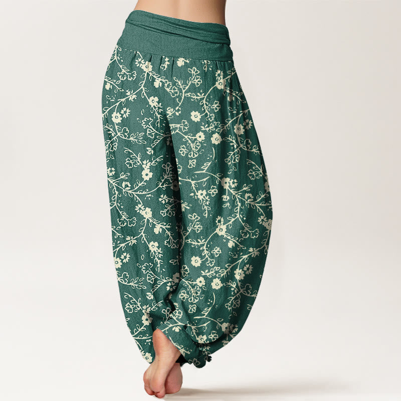 Haremshose mit Buddha Stones, Blumenzweig-Muster, schlichtes Design, elastische Taille für Damen - image 2