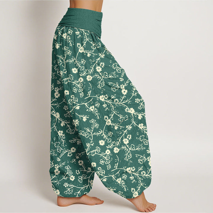 Haremshose mit Buddha Stones, Blumenzweig-Muster, schlichtes Design, elastische Taille für Damen - image 3