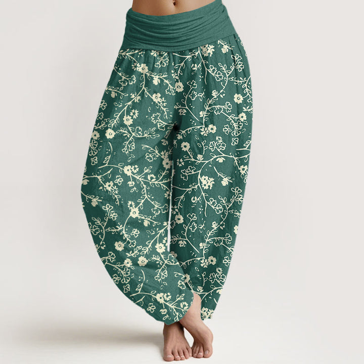 Haremshose mit Buddha Stones, Blumenzweig-Muster, schlichtes Design, elastische Taille für Damen - Seegrün - US22， UK/AU26，EU54 (6XL) - image 1
