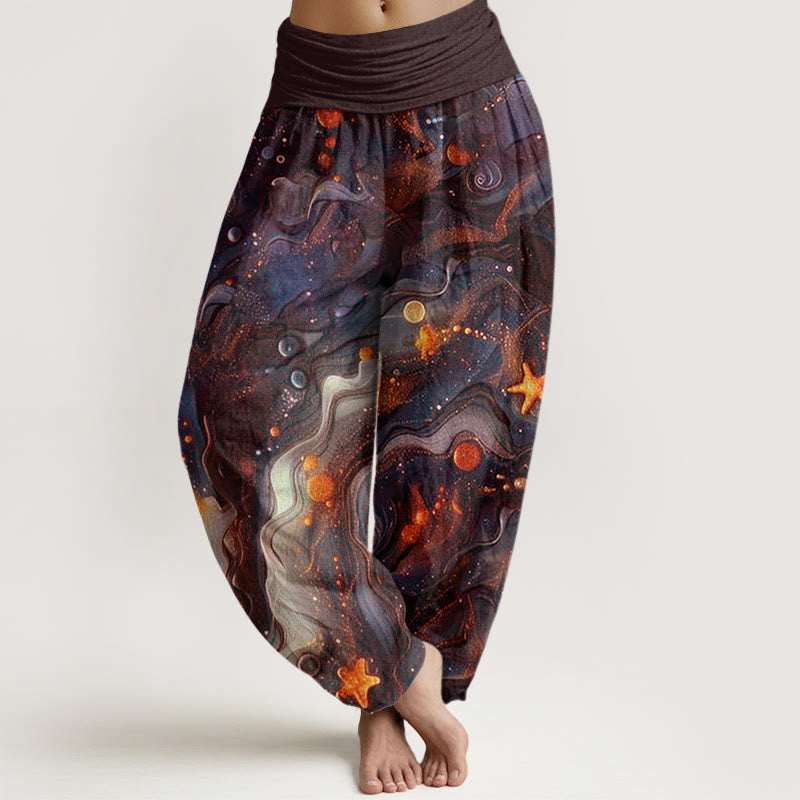 Buddha Stones Oceanic Golde Star Pattern Damen Haremshose mit elastischer Taille - Sattelbraun - US22， UK/AU26，EU54 (6XL) - image 5