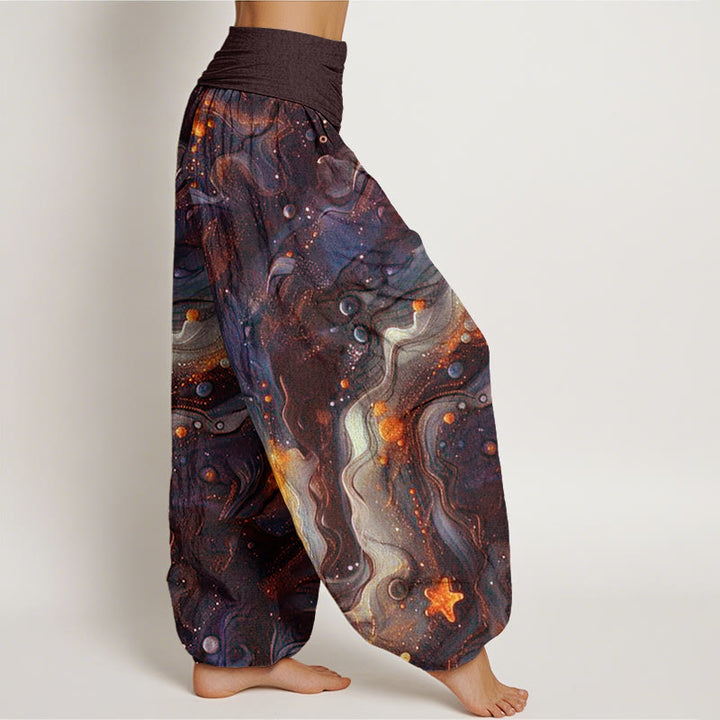 Buddha Stones Oceanic Golde Star Pattern Damen Haremshose mit elastischer Taille - image 7