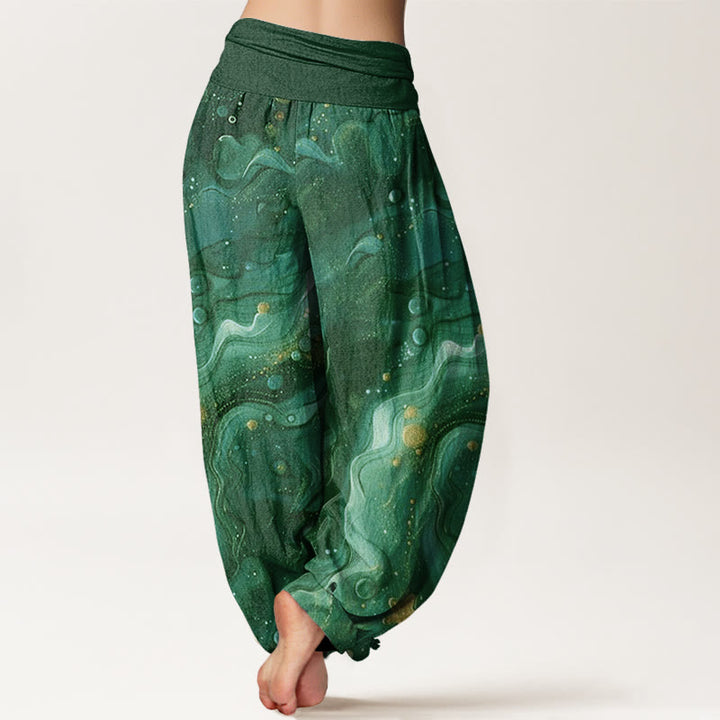 Buddha Stones Oceanic Golde Star Pattern Damen Haremshose mit elastischer Taille - image 9