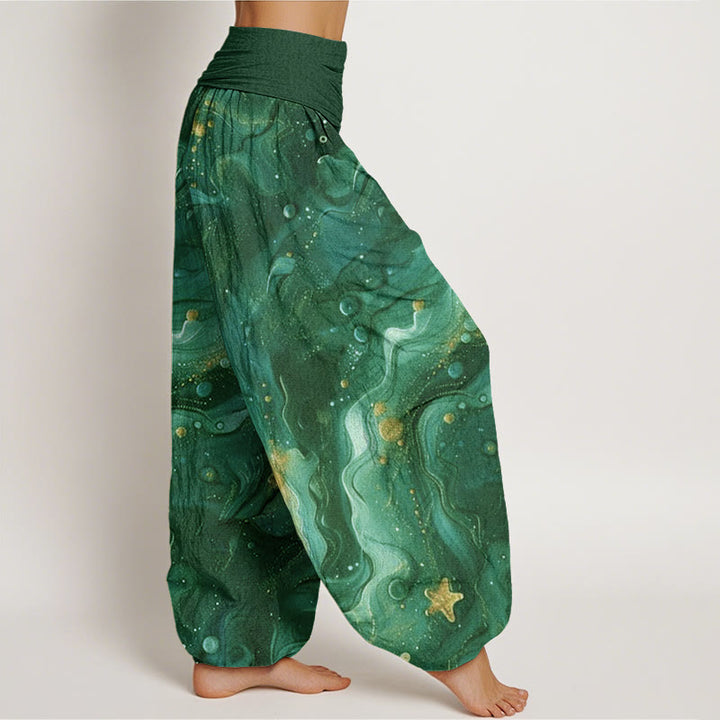 Buddha Stones Oceanic Golde Star Pattern Damen Haremshose mit elastischer Taille - image 10