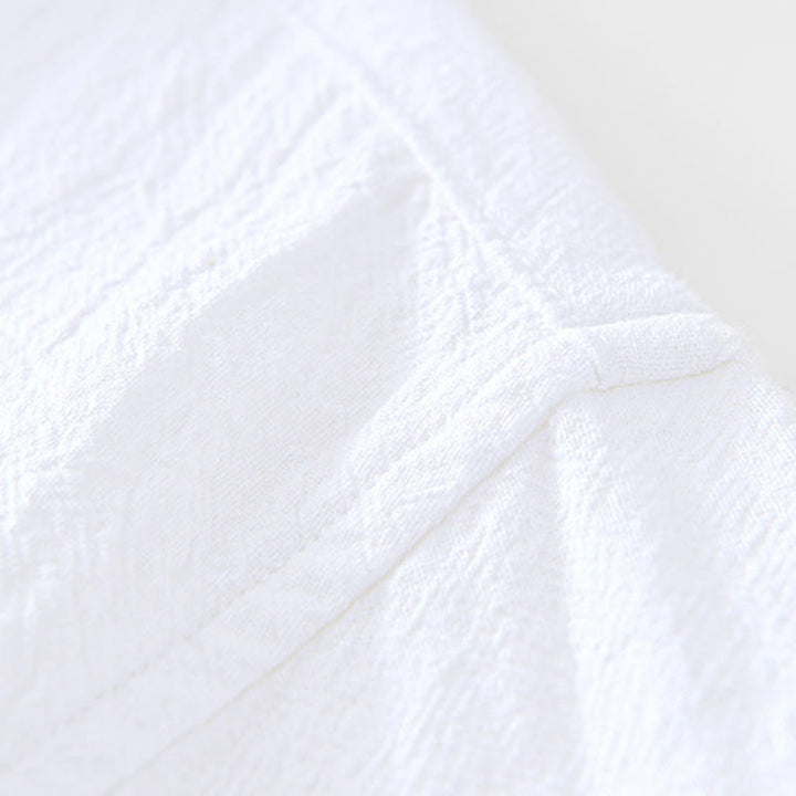 Buddha Stones Vintage Plain Simple Design Herren Kurzarmhemd aus Baumwolle und Leinen mit Taschen - image 16