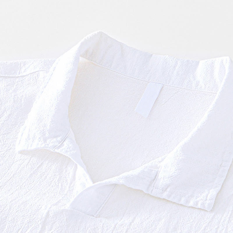 Buddha Stones Vintage Plain Simple Design Herren Kurzarmhemd aus Baumwolle und Leinen mit Taschen - image 14