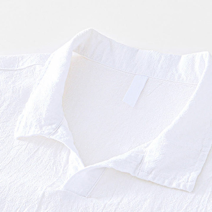 Buddha Stones Vintage Plain Simple Design Herren Kurzarmhemd aus Baumwolle und Leinen mit Taschen - image 14