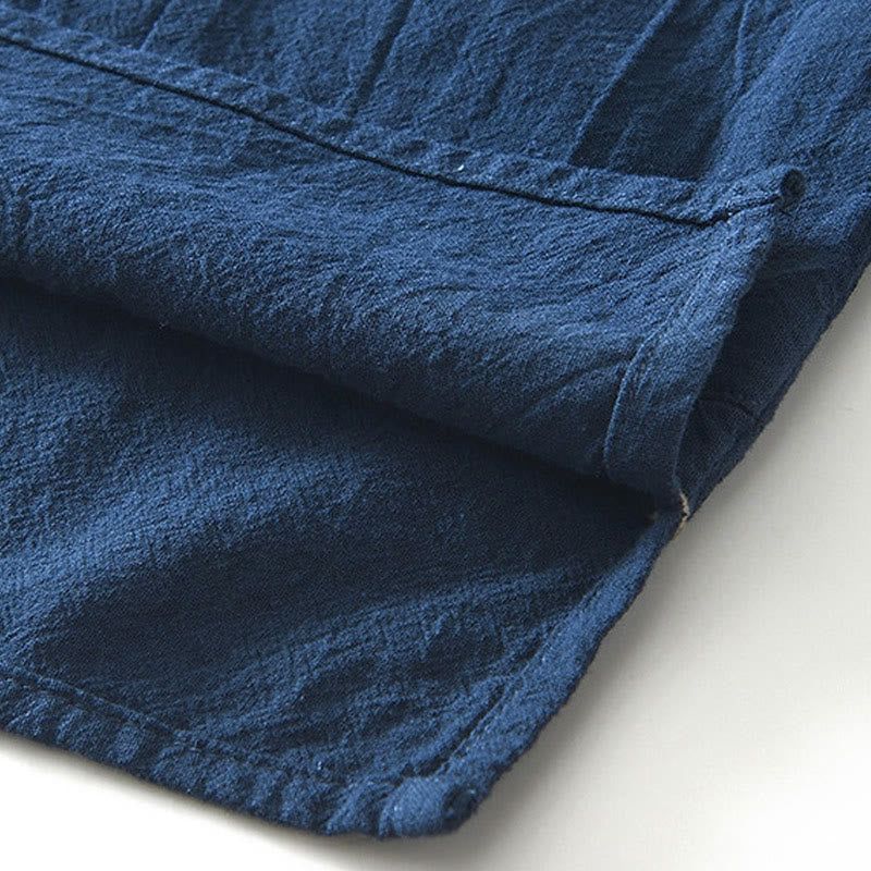 Buddha Stones Vintage Plain Simple Design Herren Kurzarmhemd aus Baumwolle und Leinen mit Taschen - image 11