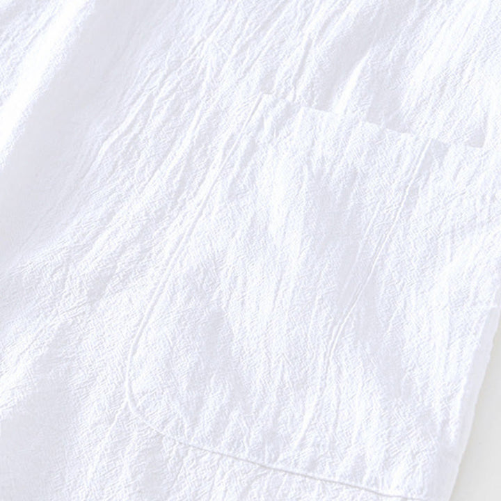 Buddha Stones Vintage Plain Simple Design Herren Kurzarmhemd aus Baumwolle und Leinen mit Taschen - image 18