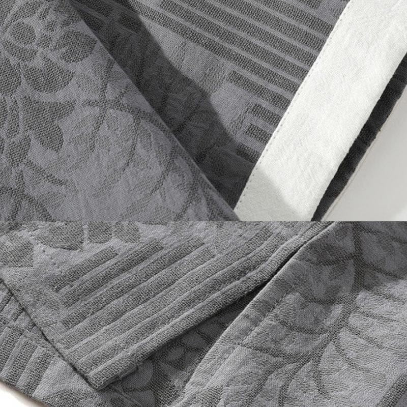 Buddha Stones Lässiges Sommerhemd aus Baumwolle mit Jacquard-Blumenmuster, Froschknopfleiste, Stehkragen und kontrastfarbenen Halbarmärmeln - image 8