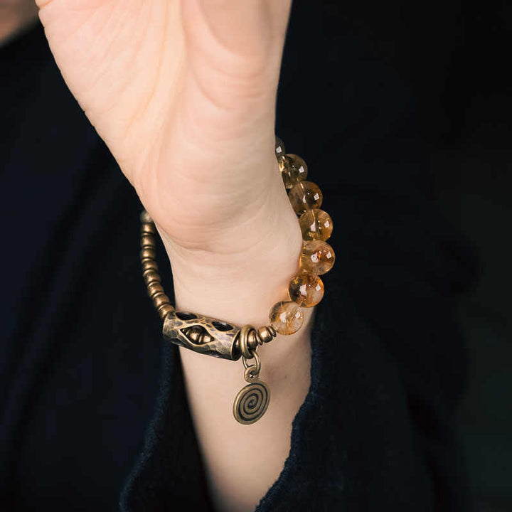 Buddha Stones Daily Retro 10mm Citrin Perlen Schutzarmband