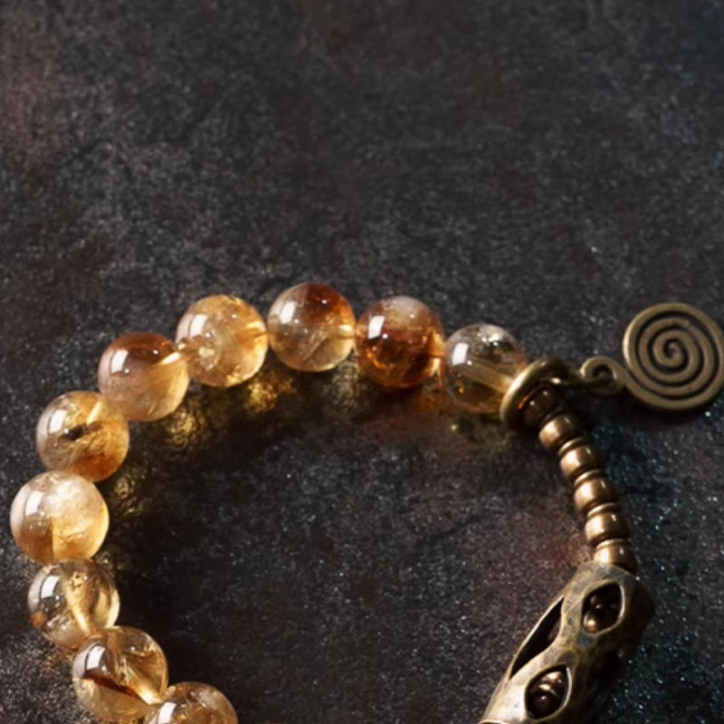 Buddha Stones Daily Retro 10mm Citrin Perlen Schutzarmband