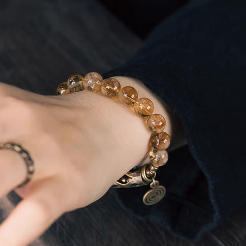 Buddha Stones Daily Retro 10mm Citrin Perlen Schutzarmband