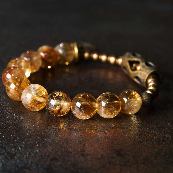 Buddha Stones Daily Retro 10mm Citrin Perlen Schutzarmband