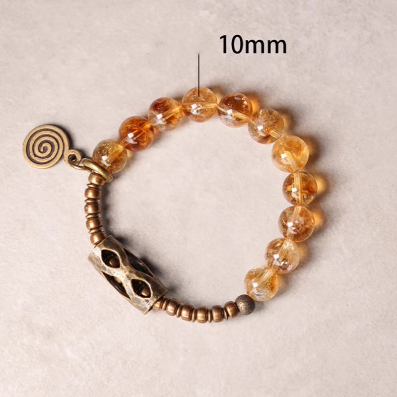 Buddha Stones Daily Retro 10mm Citrin Perlen Schutzarmband