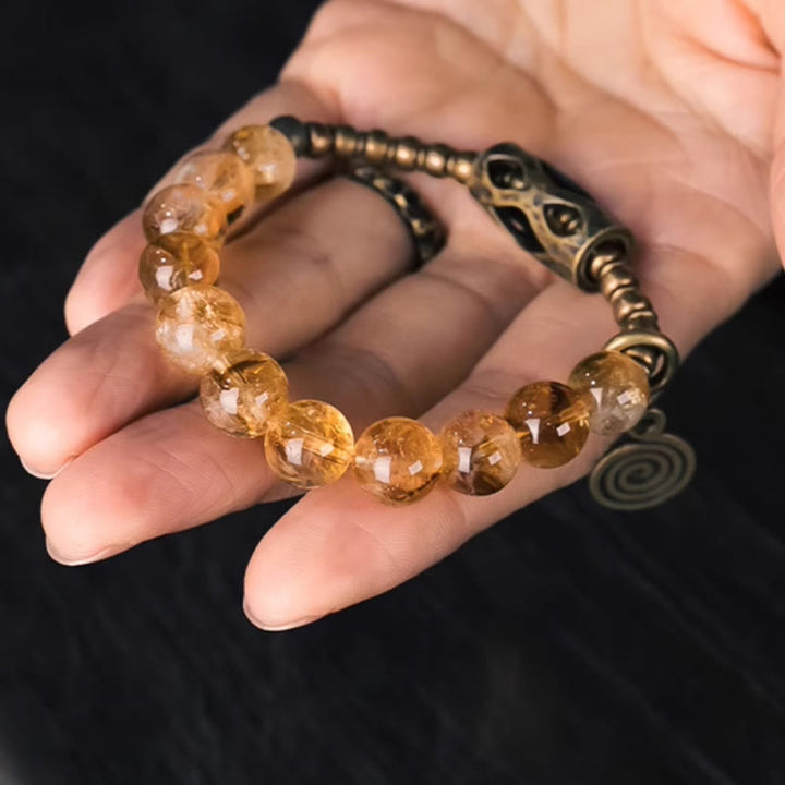 Buddha Stones Daily Retro 10mm Citrin Perlen Schutzarmband