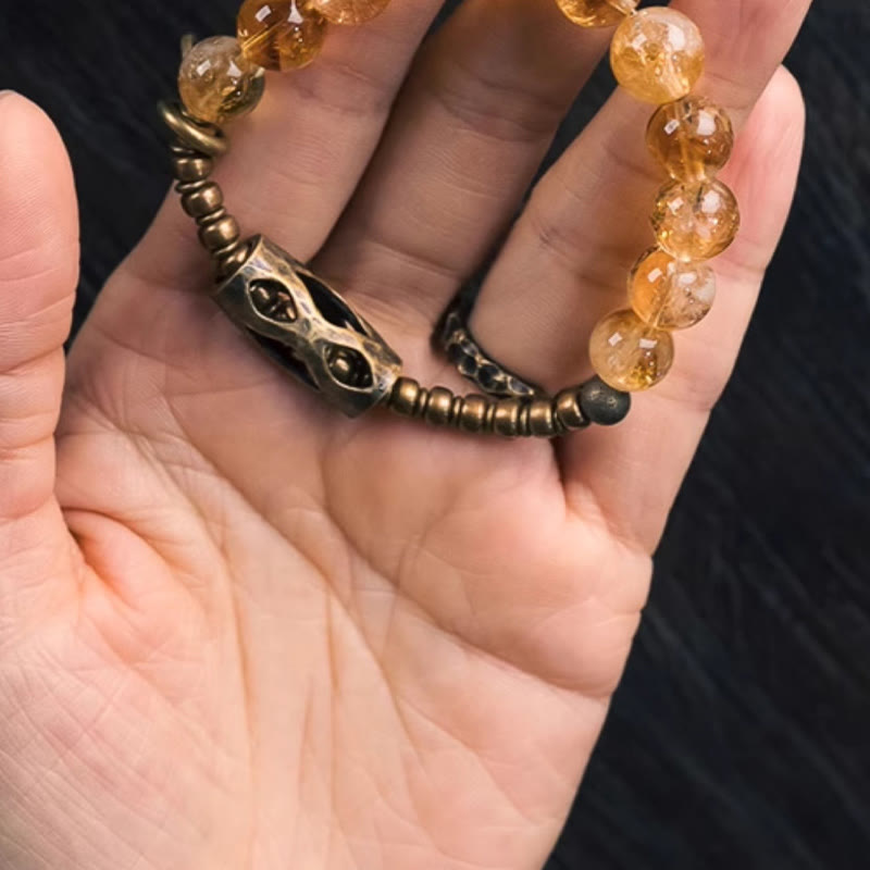 Buddha Stones Daily Retro 10mm Citrin Perlen Schutzarmband