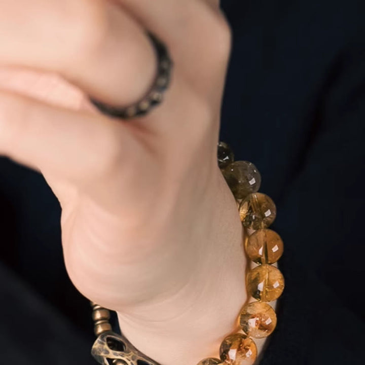 Buddha Stones Daily Retro 10mm Citrin Perlen Schutzarmband