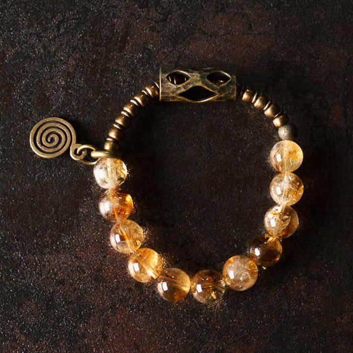 Buddha Stones Daily Retro 10mm Citrin Perlen Schutzarmband