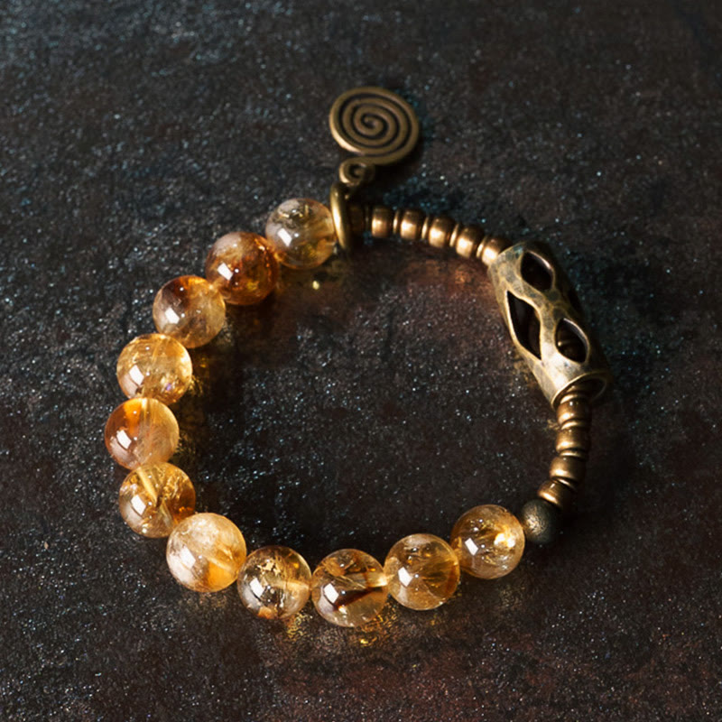 Buddha Stones Daily Retro 10mm Citrin Perlen Schutzarmband