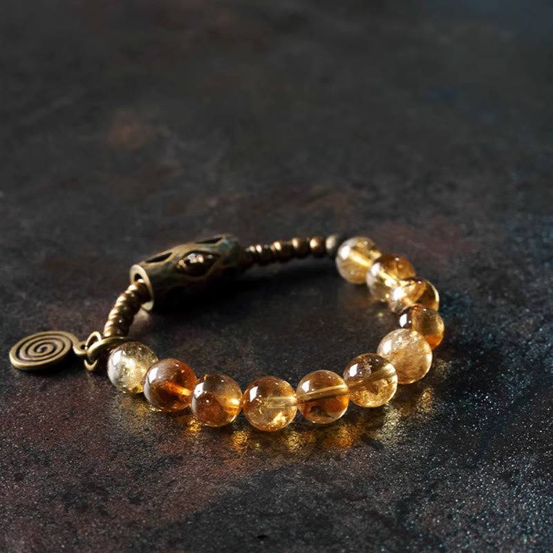 Buddha Stones Daily Retro 10mm Citrin Perlen Schutzarmband