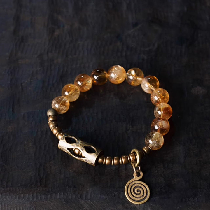 Buddha Stones Daily Retro 10mm Citrin Perlen Schutzarmband