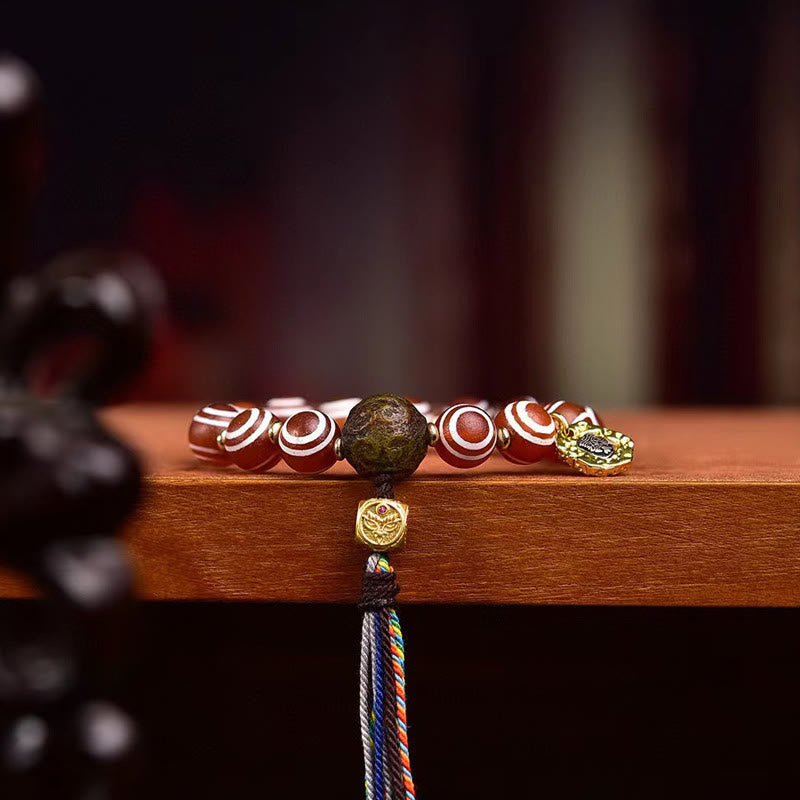 Buddha Stones Tibetisches Zakiram-Armband aus rotem Achat