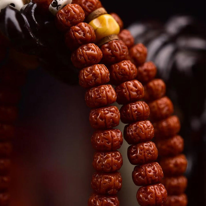 Buddha Stones, 108 Perlen, Rudraksha, Bodhi-Samen, Reichtum, Quaste, Mala