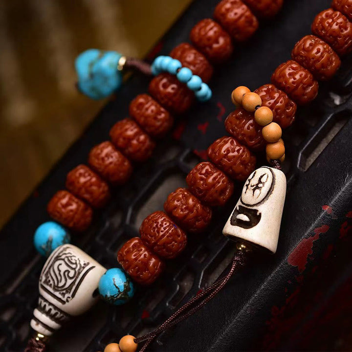 Buddha Stones, 108 Perlen, Rudraksha, Bodhi-Samen, Reichtum, Quaste, Mala