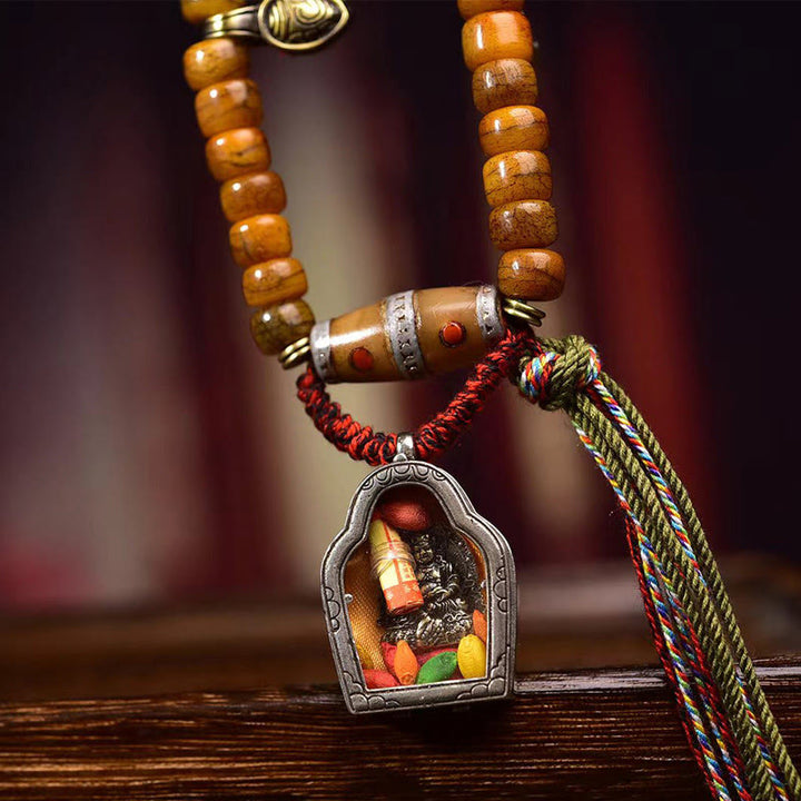 Buddha Stones Tibetische 108 Perlen Kamelknochen Glücksquaste Mala