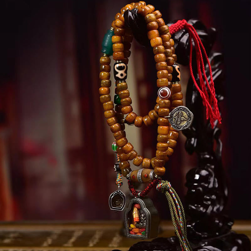 Buddha Stones Tibetische 108 Perlen Kamelknochen Glücksquaste Mala
