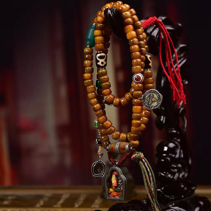Buddha Stones Tibetische 108 Perlen Kamelknochen Glücksquaste Mala
