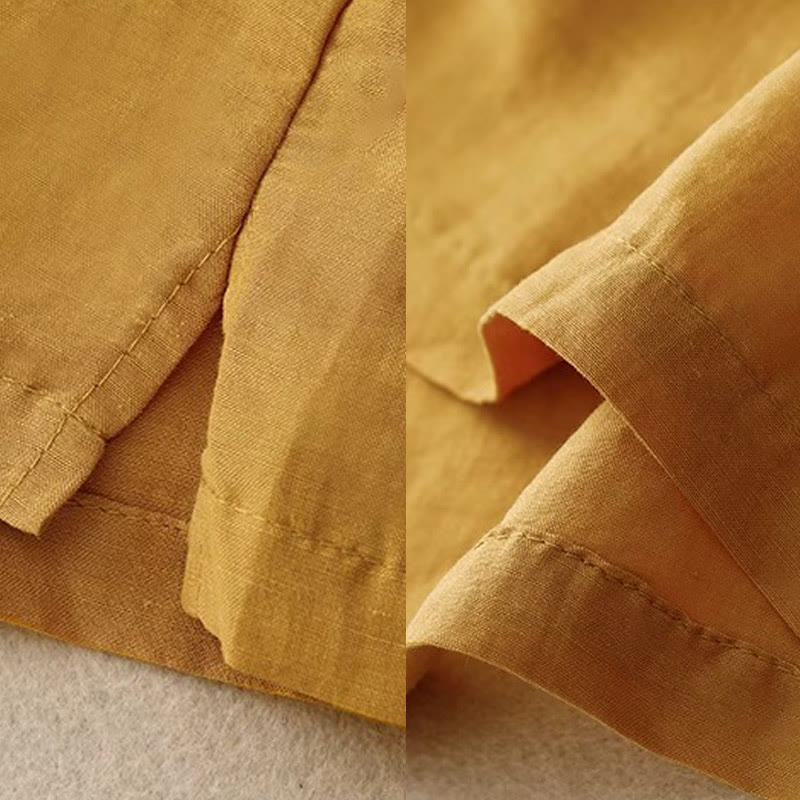 Buddha Stones Lässige, reine Farbstickerei, Patchwork-Design, ärmellos, Rundhalsausschnitt, Damen-Weste aus Baumwolle und Leinen - image 5