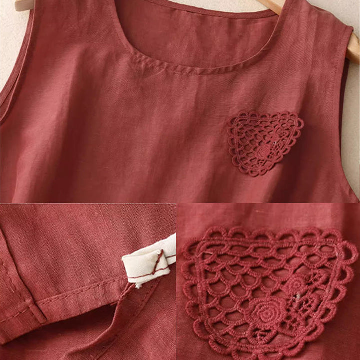 Lässige, einfarbige Damenweste mit Buddha Stones -Stickerei und Patchwork-Design, ärmellos, Rundhalsausschnitt - image 14