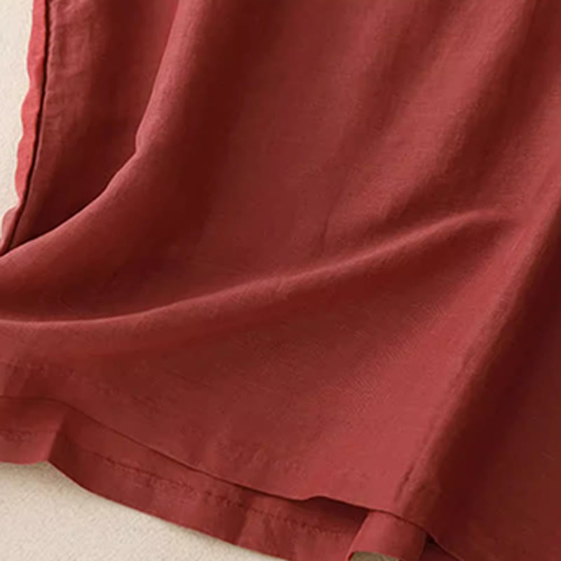 Buddha Stones Lässige, reine Farbstickerei, Patchwork-Design, ärmellos, Rundhalsausschnitt, Damen-Weste aus Baumwolle und Leinen - image 12