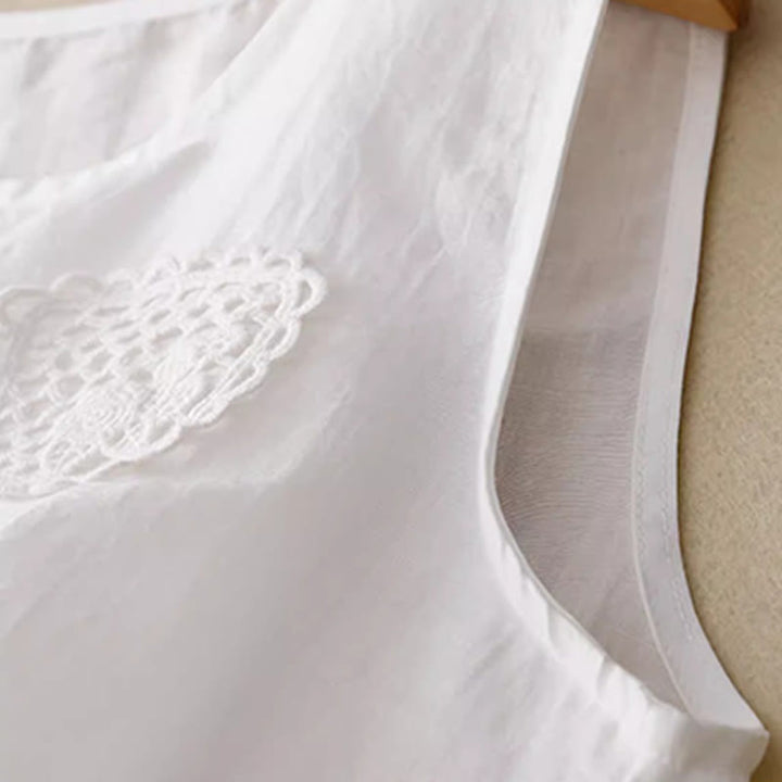 Buddha Stones Lässige, reine Farbstickerei, Patchwork-Design, ärmellos, Rundhalsausschnitt, Damen-Weste aus Baumwolle und Leinen - image 21